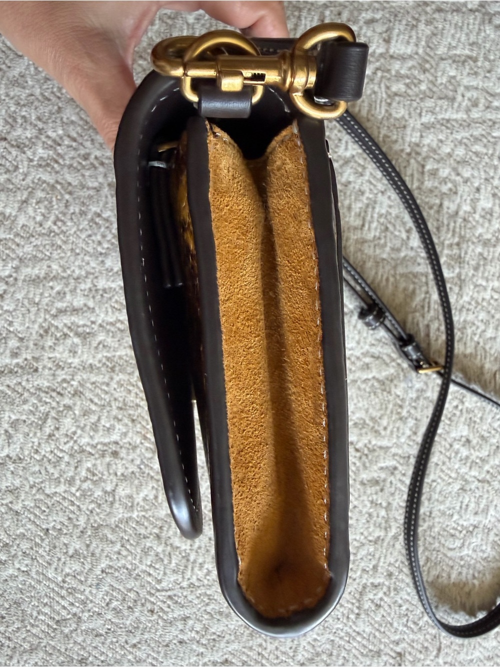 Tory Burch Snake-Print Crossbody in Brown and Black - Picture 5 of 10